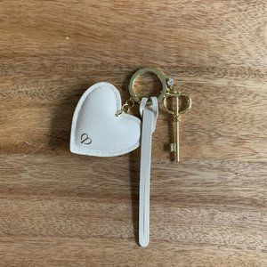 NEW CPB Women LOGO Key Chain Bag Charm, Golden and White